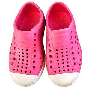 Native Jefferson Kids Shoes Pink Rubber Slip-On Perforated Sneakers